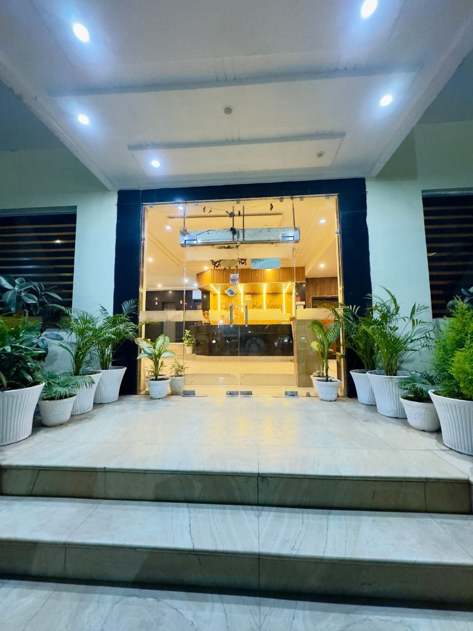 Hotel entrance and porch